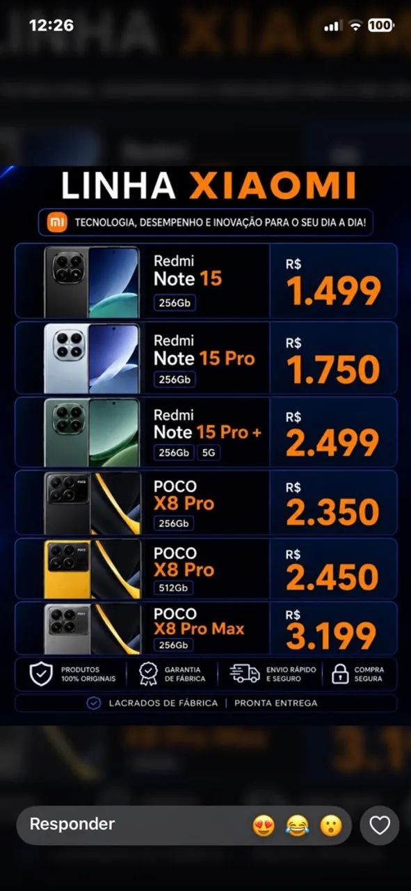 Celulares linha xiaomi 