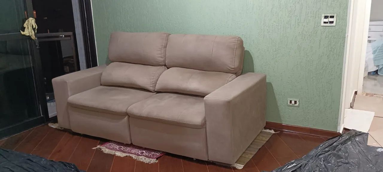 Sofá 2 lugares retrátil bege