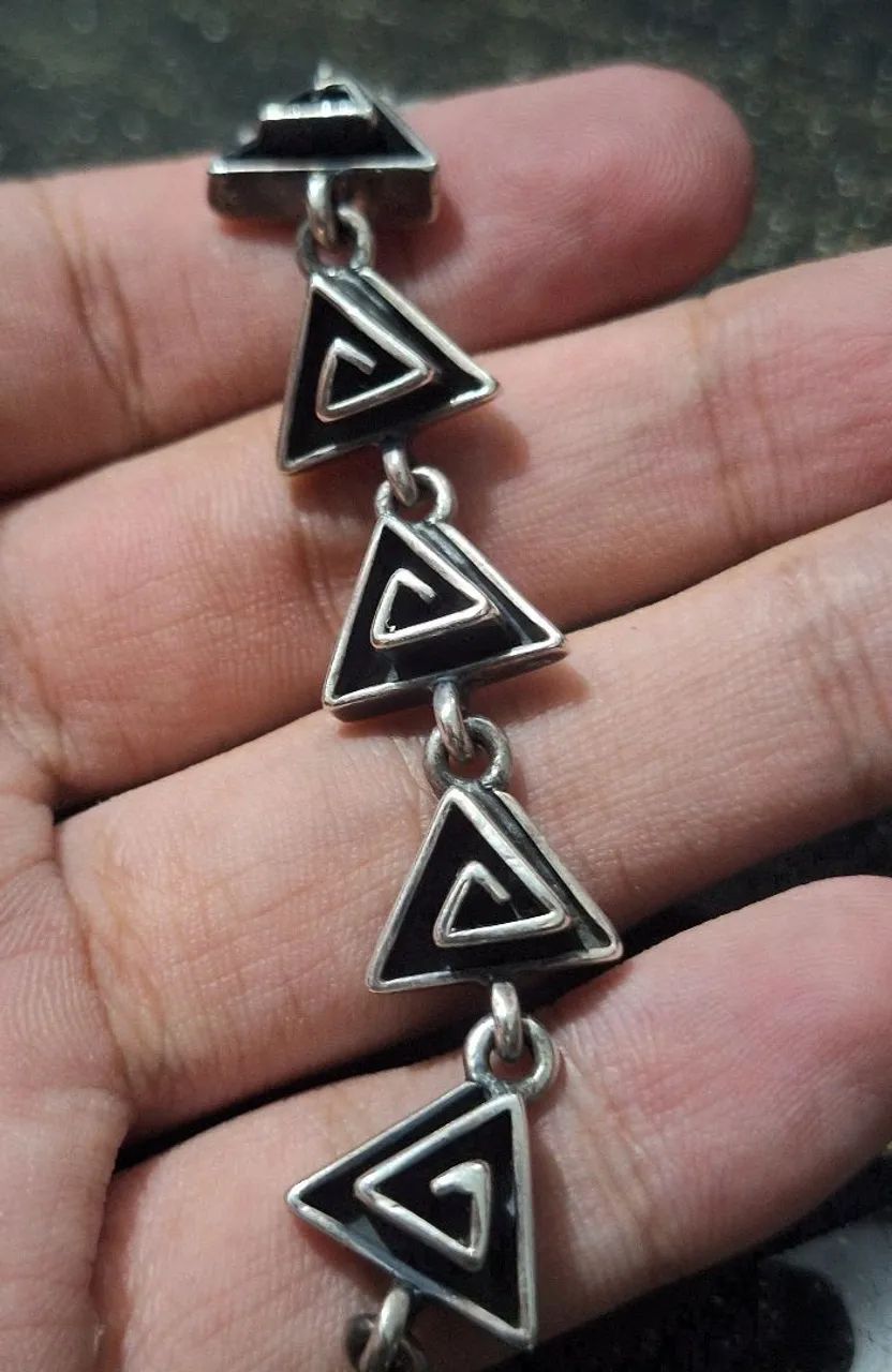 Pulseria prata 925 motivo triângulo com espiral - Foto 4