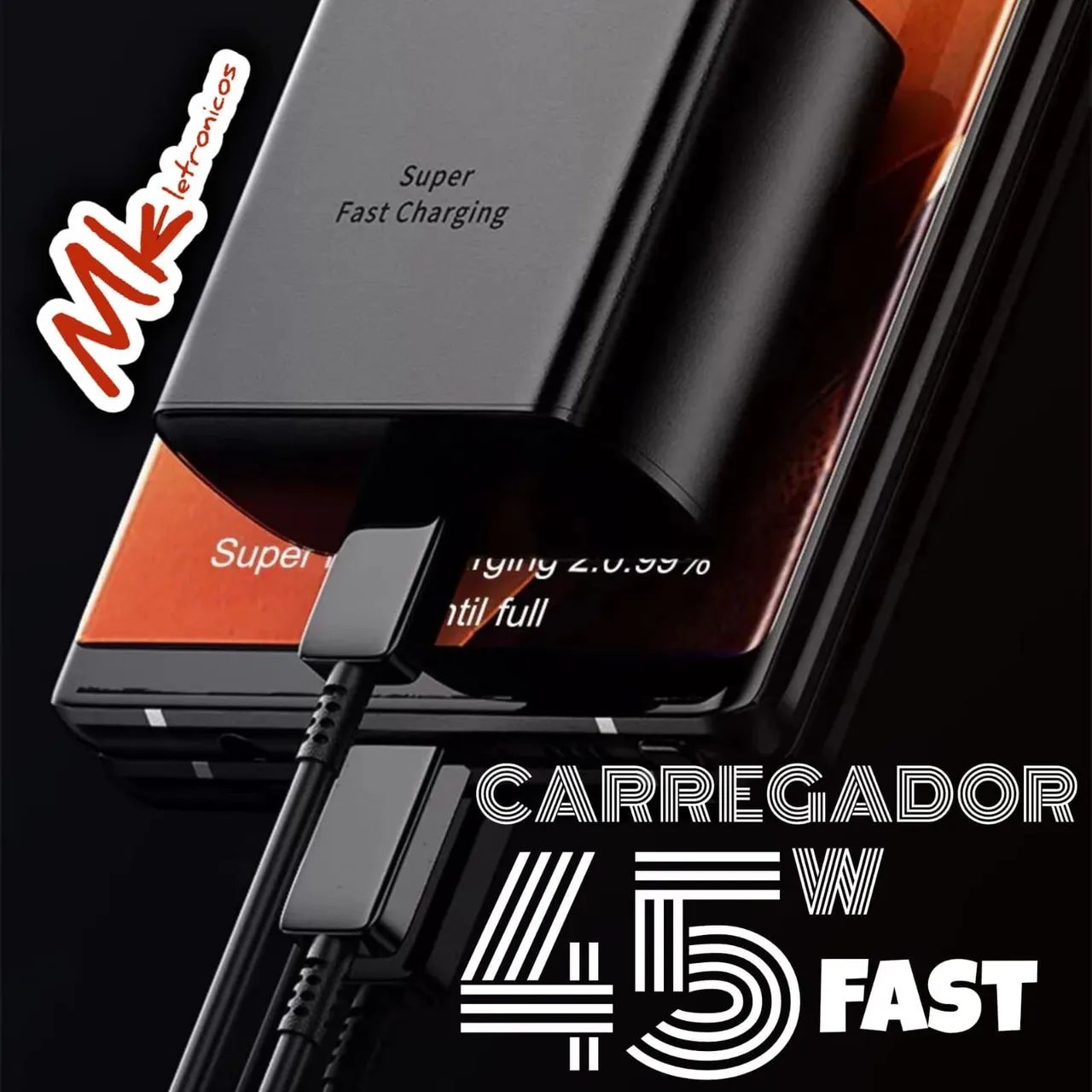 Carregador 45W Turbo Tipo C Branco 