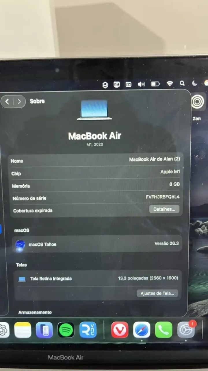 MacBook Air M1 Cinza-espacial 8GB 256GB SSD com Caixa - Foto 5