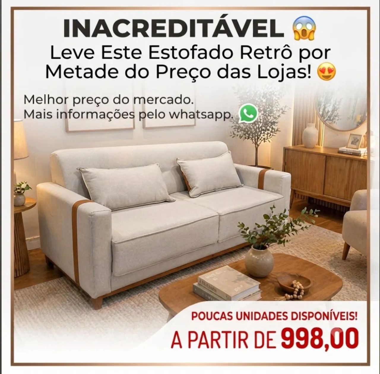 Oportunidade unica! Sofá retrô pelo menor preço da cidade. Direto da fábrica.