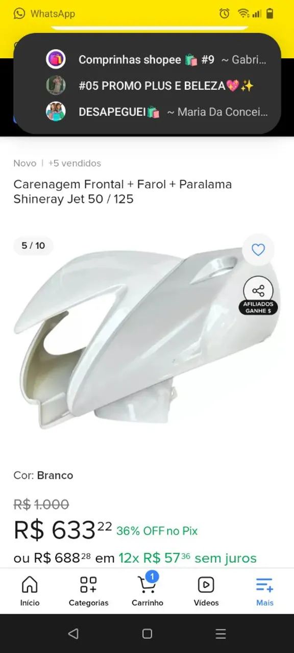 Farol da Shineray 50C  - Foto 3
