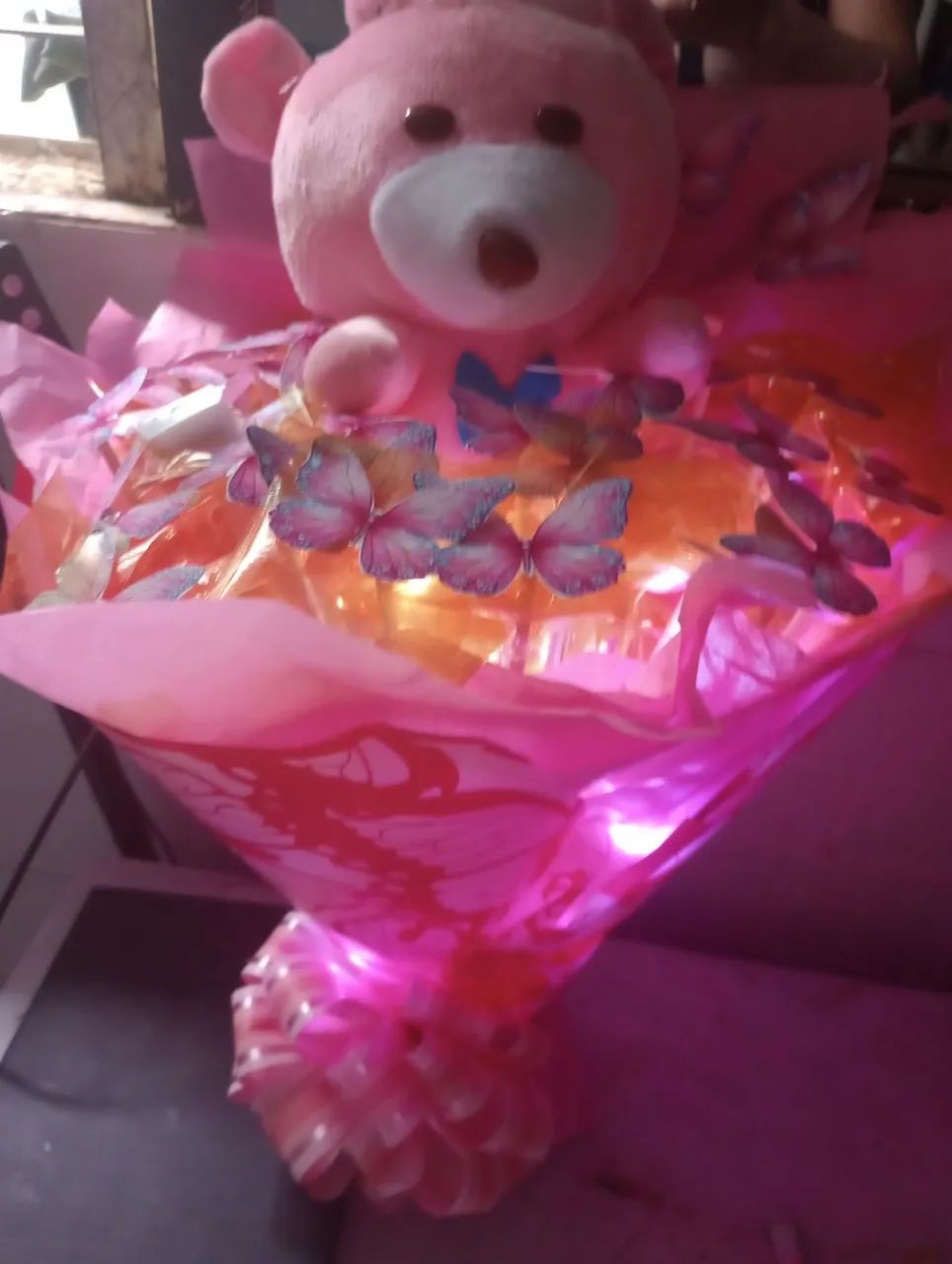Buquê de borboletas com pelúcia rosa  - Foto 2