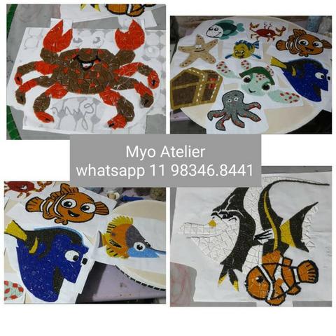 Golfinho mosaico, golfinho para piscina, mosaico artistico, baleia, peixe, piscina - Foto 2