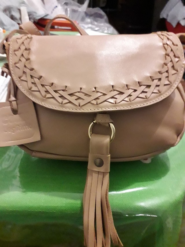 Bolsa couro cru alça  tiracolo - Foto 3
