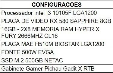 PC GAMER MUITO POUCO USADO COM PECAS AINDA NA GARANTIA - I3 10105F, RX580 8GB, 16GB RAM - Foto 4