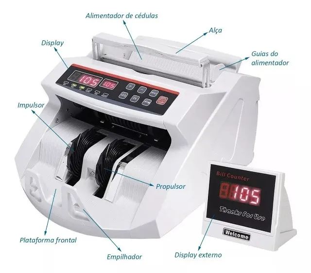 Maquina De Contar Dinheiro Cédulas Detecta Nota Falsa Bivolt Oportunidade - Foto 2