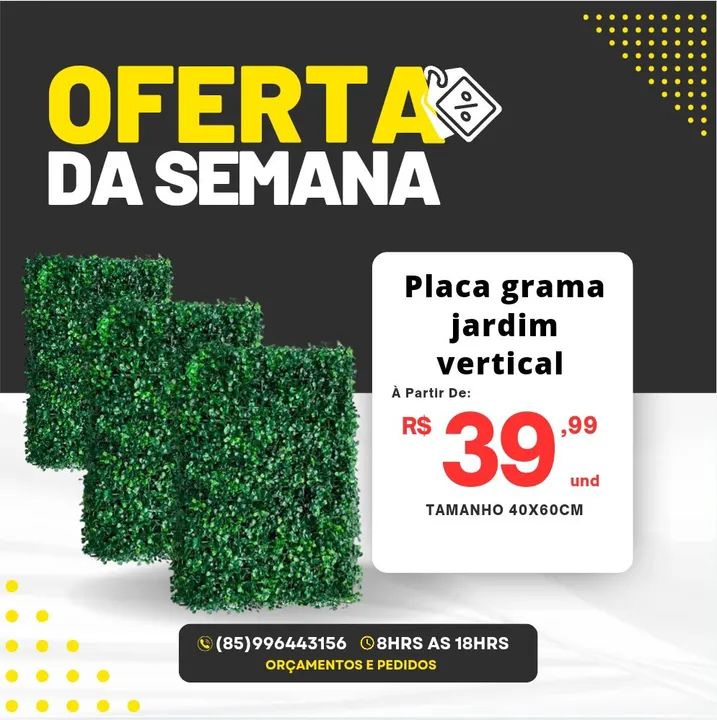 Placa Grama Jardim Vertical 40x60cm
