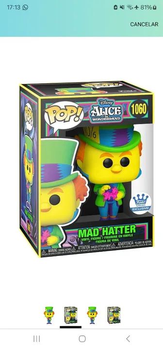 Funko pop mad hatter 1060 black light