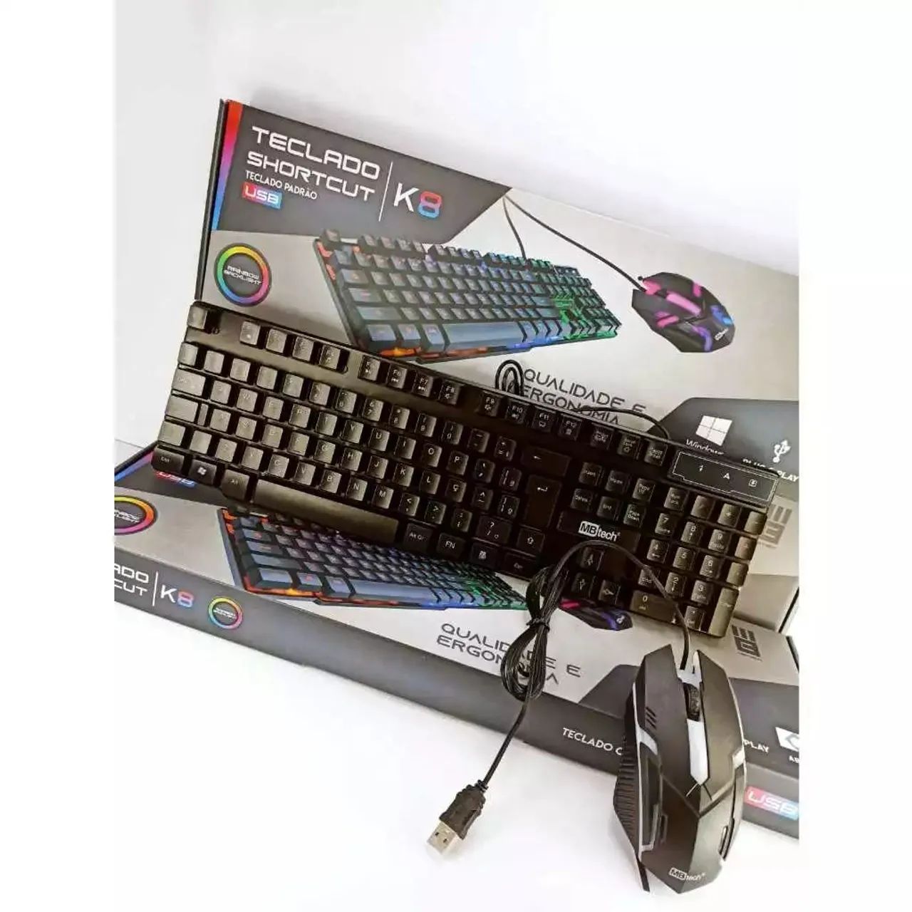 Teclado e Mouse Gamer com Iluminação RGB - K8 - Foto 2