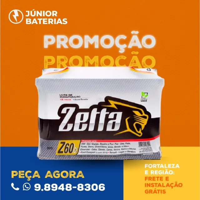 Bateria zetta 60Ah em Fortaleza de carro logan sandero march