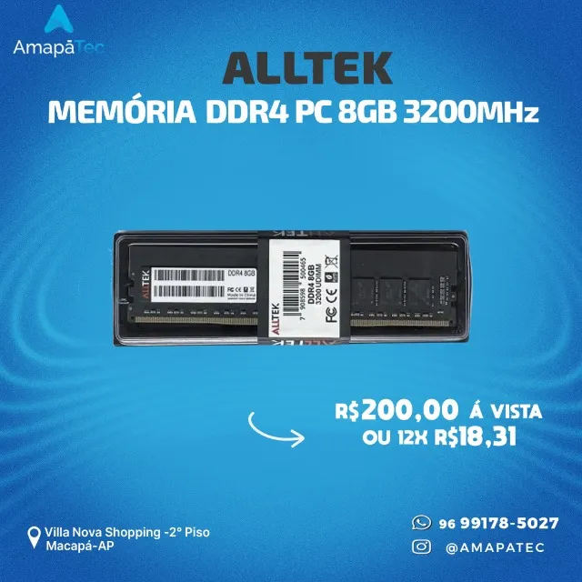 Memória Ram AllTek Ddr4 8GB 3200MHz