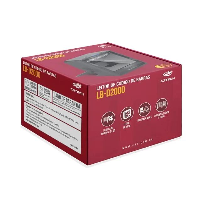 Leitor de Código de Barras C3Tech 1D/2D USB LB-D2000BK - WZetta - Foto 4