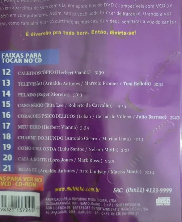 Kit 7 DVDs Caraokê Diversos 