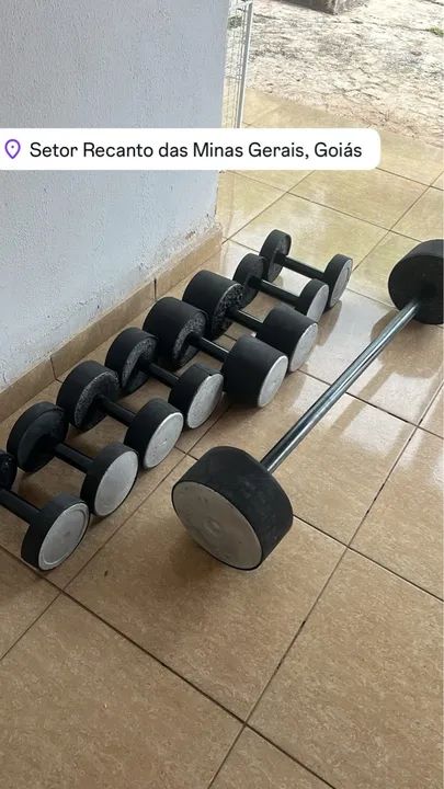 Oportunidade!! Halter e barra para treinar em casa 