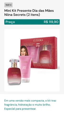 Mini kit presente Dia das Mães Niina Secrets Eudora (2 itens) - Foto 3