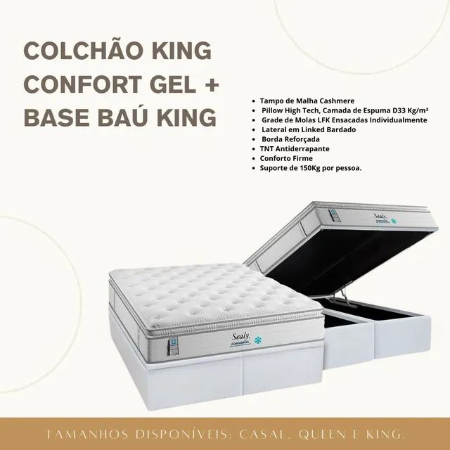 Colchão king com base bau 150kg  sensacional 