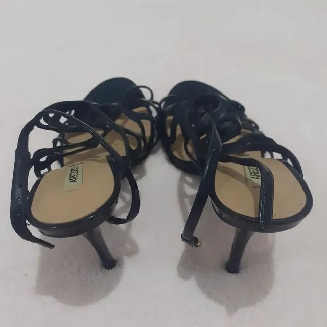 Sandália Preta Trançado Marca Arezzo Número 38 - Foto 4