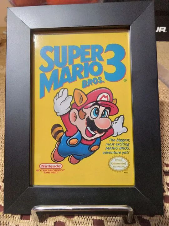Quadro temático com vidro e moldura Super Mario Bros 3