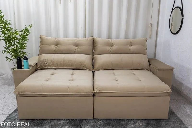 Sofá Retrátil Reclinável 2.50m Luma Molas Bonnel Espuma D33 rf65 - Foto 3