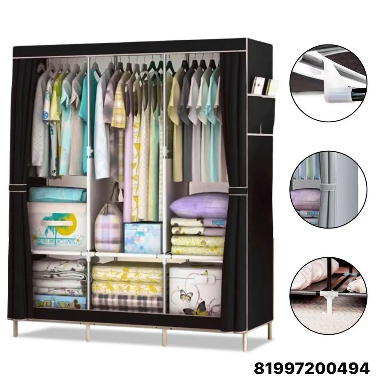 Guarda Roupa Dobrável Organizador de Roupas Armário Grande GS