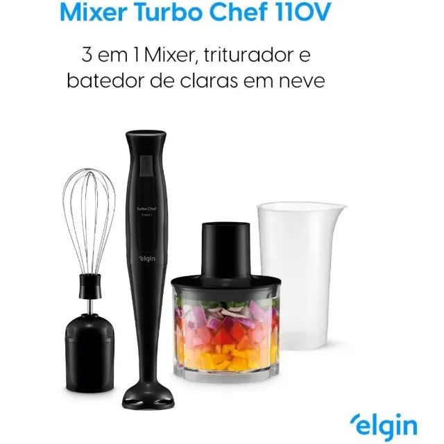 Mixer Turbo Elgin 200W 3 Em 1 Triturador e Fuet Completo Novo + Nota + Garantia - Foto 2