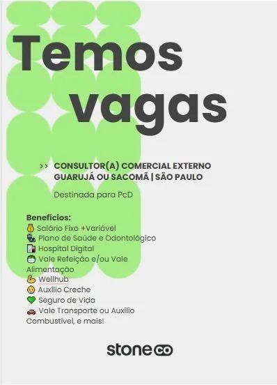 Consultor(a) Comercial Externo | Sacomã ou Guarujá | São Paulo - Destinada para PcD