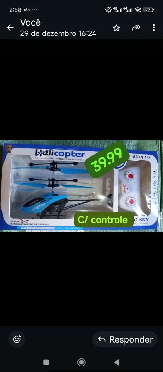 Helicóptero sem fio c controle