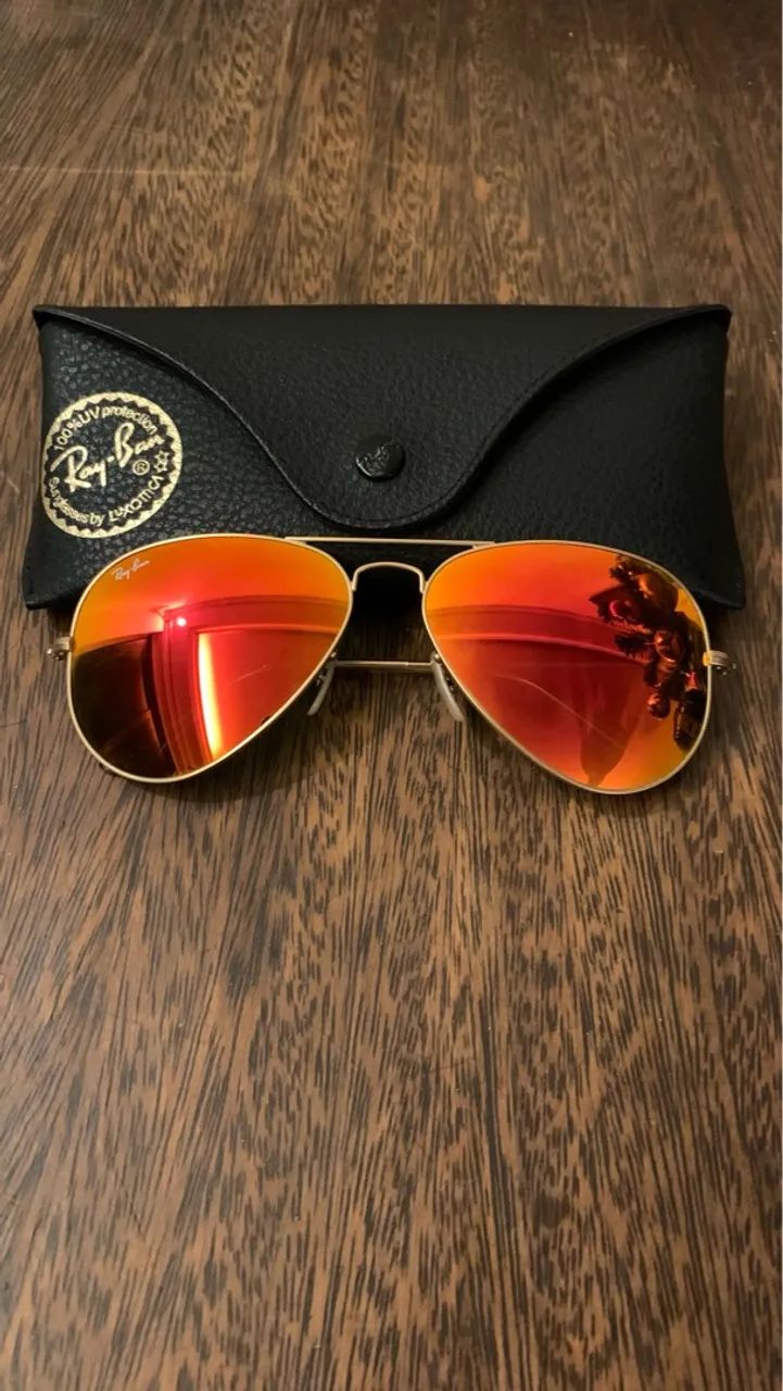 Ray-Ban Aviator Lentes Vermelhas