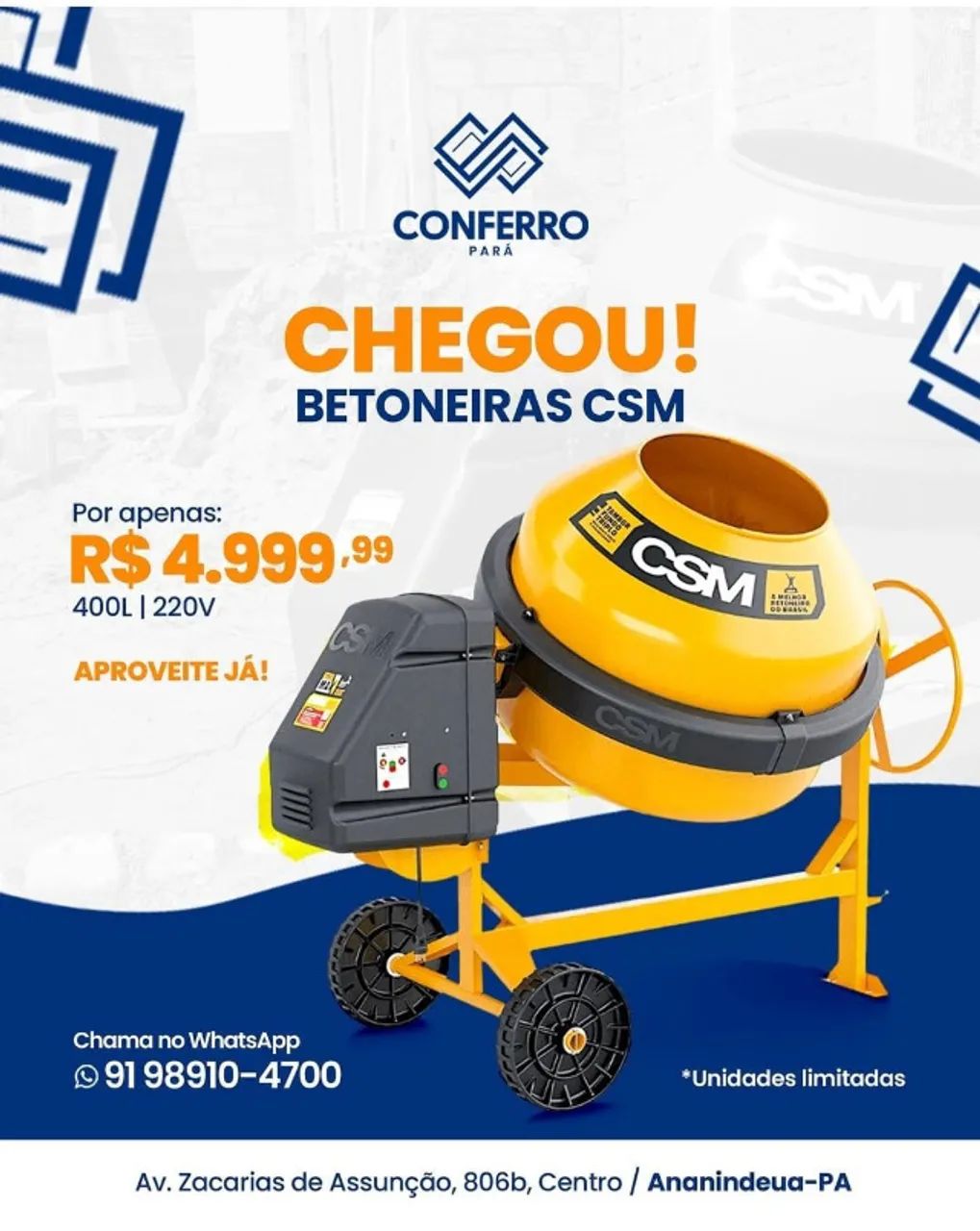 Betoneira 400L, 220v 