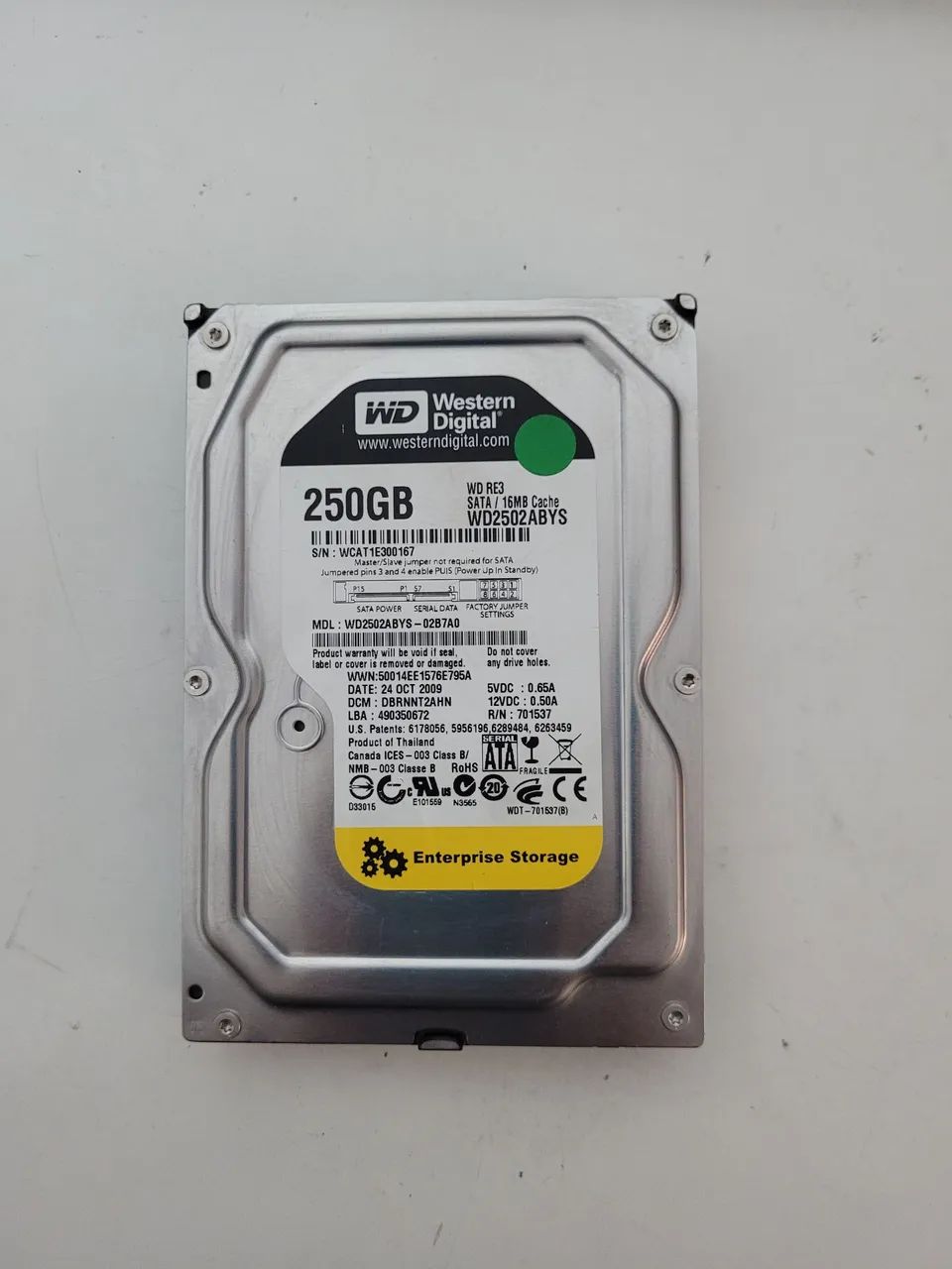HD WD 250GB SATA Enterprise Storage