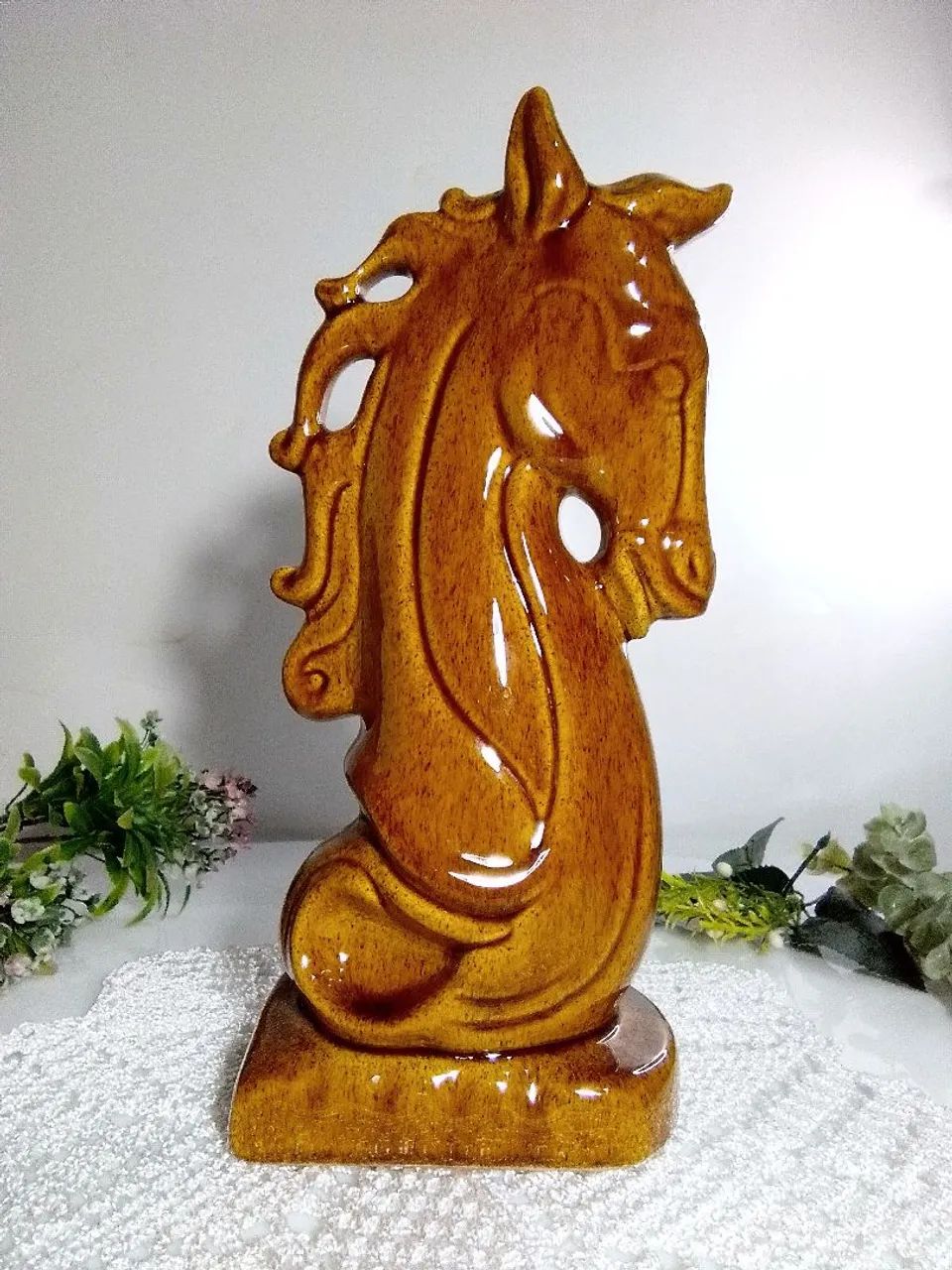 Busto de Cavalo anos 80 - Porcelana Âmbar 