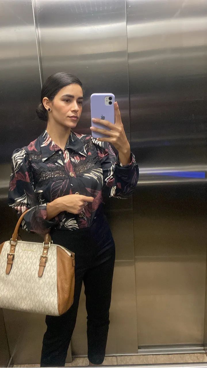 BLUSA SOCIAL FLORAL P/M