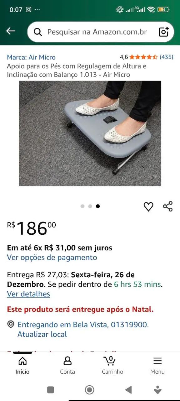 Apoio para os Pés com Regulagem de Altura e Inclinação com Balanço 1.013 - Air Micro - Foto 3