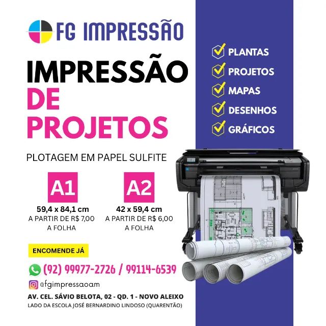 Impressão Plotagem de Projetos A1 e A2