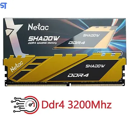 Memória Ram Netac Shadow DDR4 3200Mhz 16gb (1x16gb) CL 16-20-20-40 Cores Azul e Amarela
