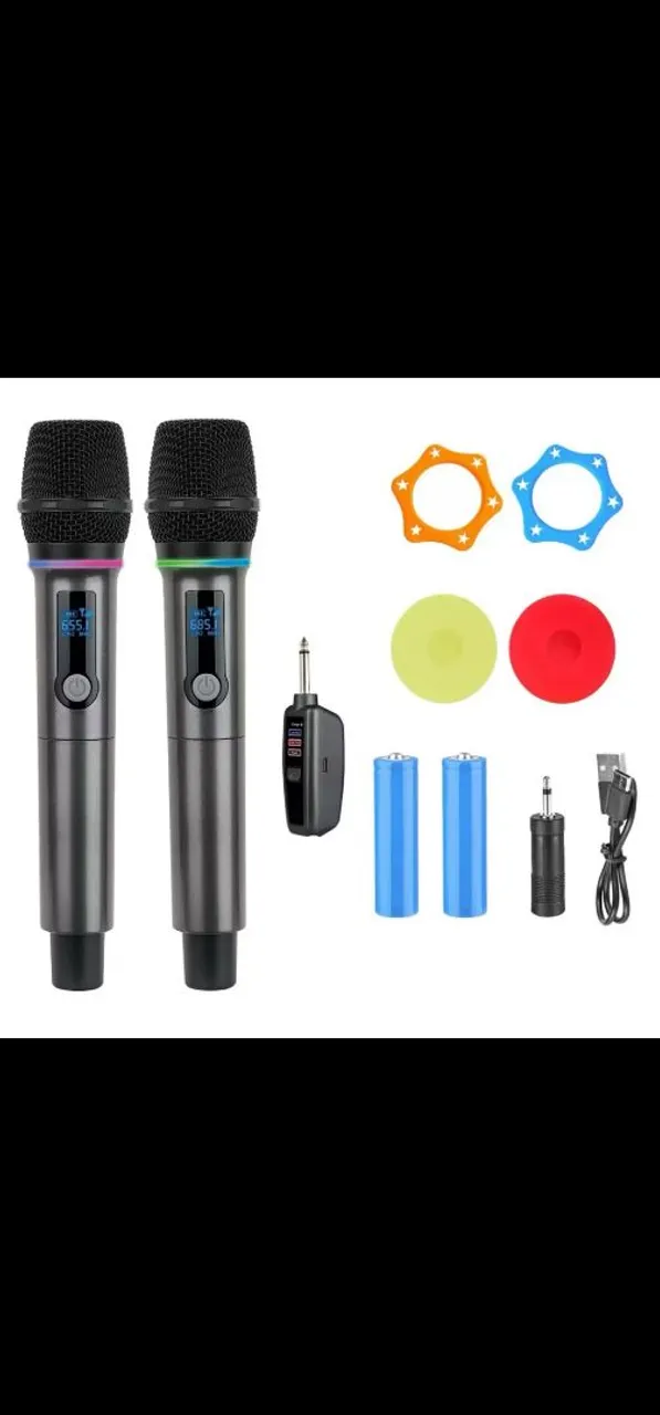Microfone sem Fio Duplo - Perfeito para Karaokê e Apresentações!