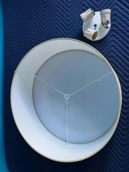 Plafon Cilíndrico Cúpula em Tecido 40x12cm Rústico Bege - Bivolt - Foto 2