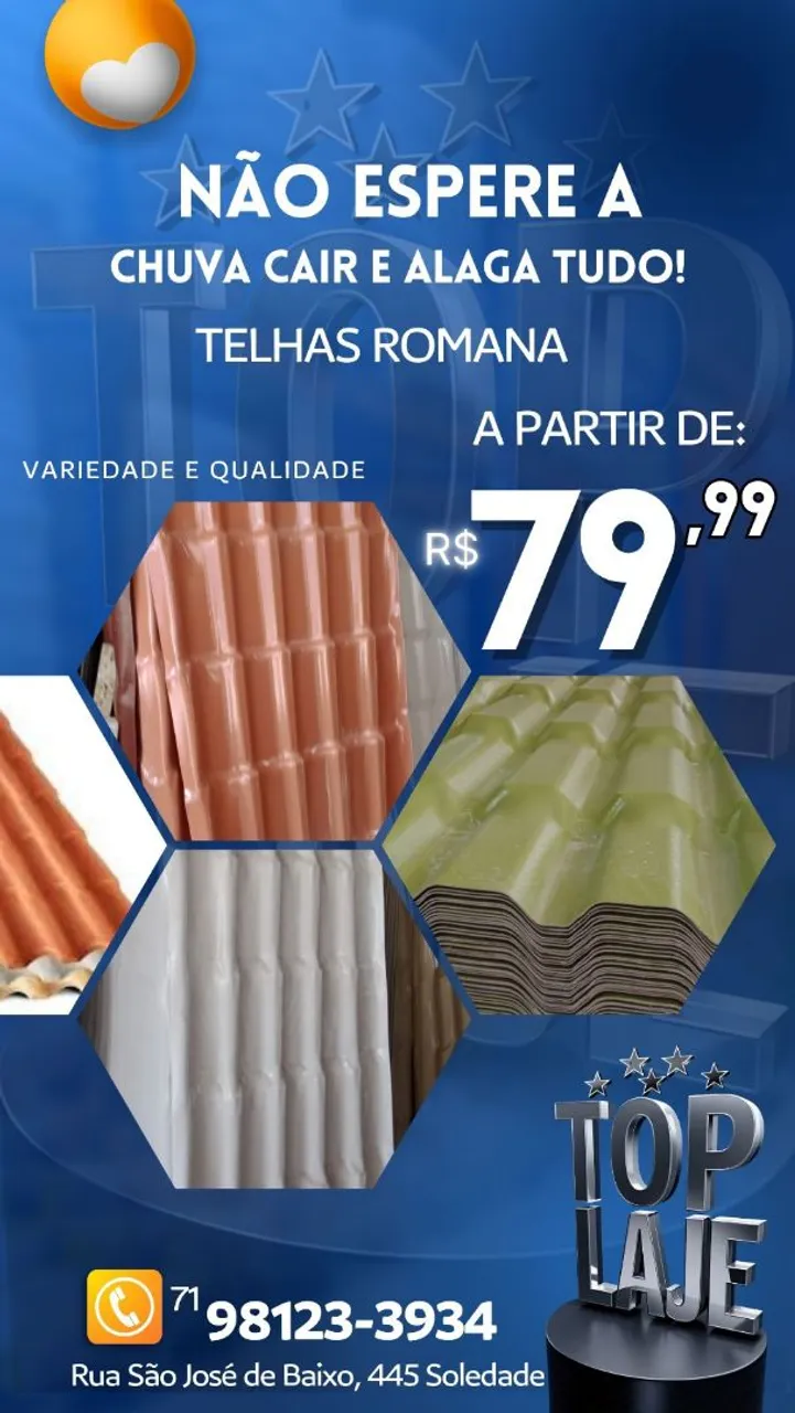 Telhas Romana a partir de R$79,99