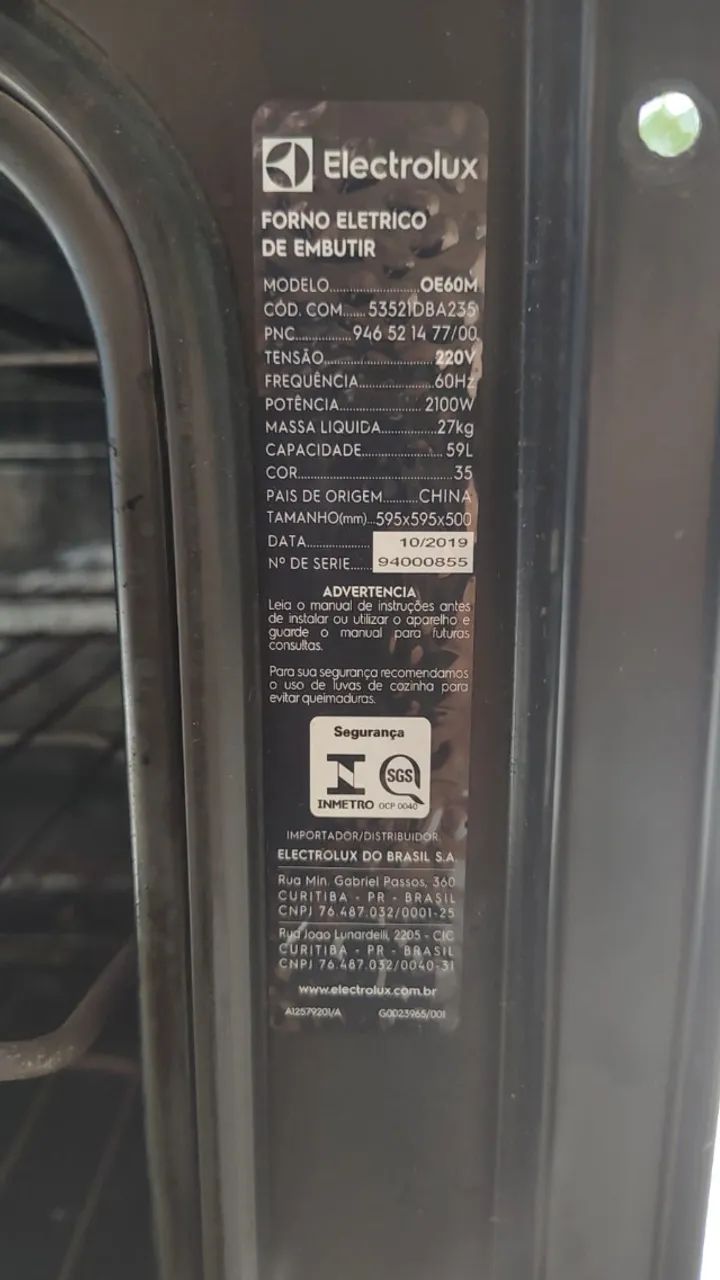 Vendo Forno de Embutir Electrolux Elétrico 59L - usado (com defeito) - Foto 2