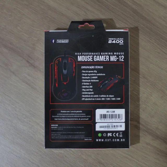 Mouse Gamer com led DPI de 2400 e 4 botões C3Tech mg-12bk - Foto 2