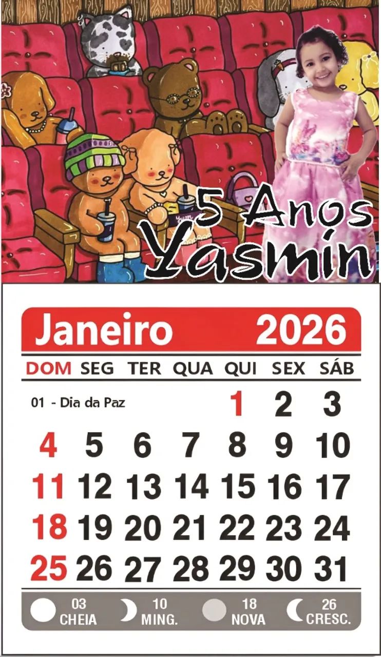 Lembrancinha Mini Calendário 5x9cm 40 Unidade Personalizado