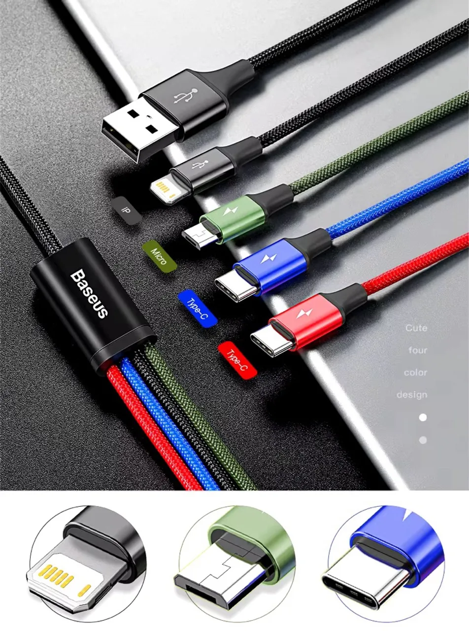 Cabo Carregador Baseus 4 em 1 Multiuso USB