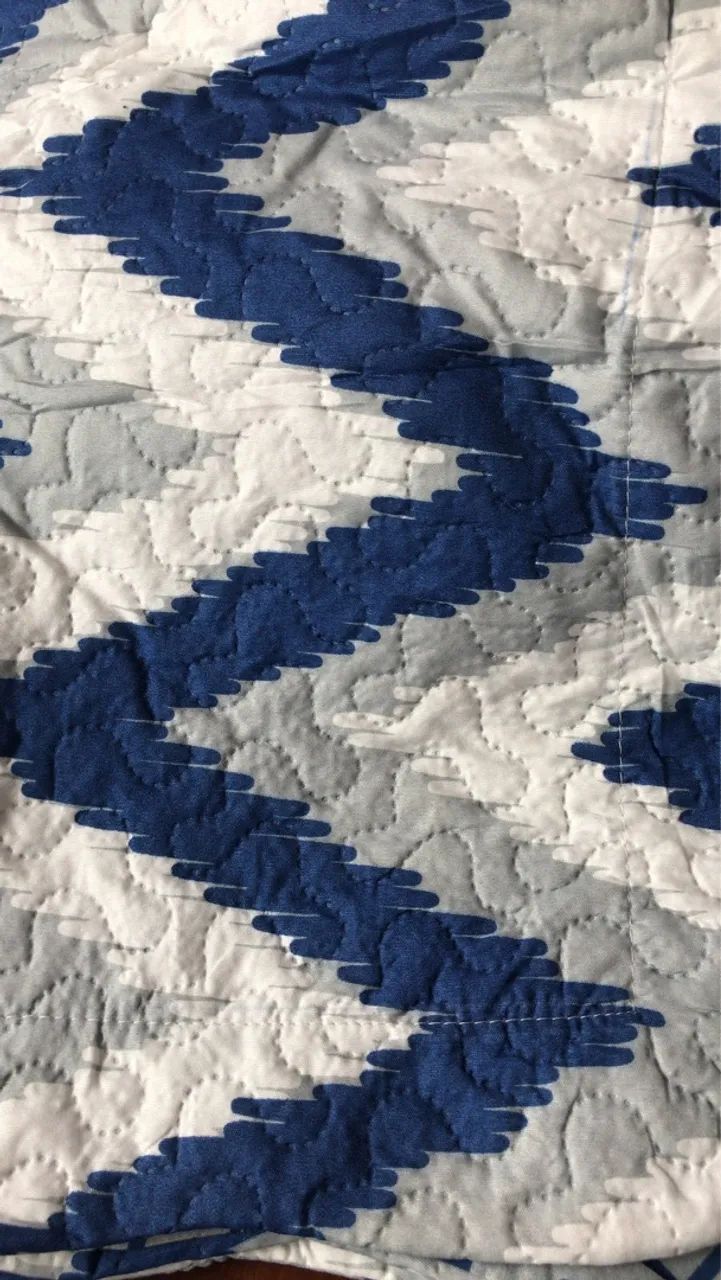 Cobre leito Queen- Geométrico Azul e Cinza - Foto 2