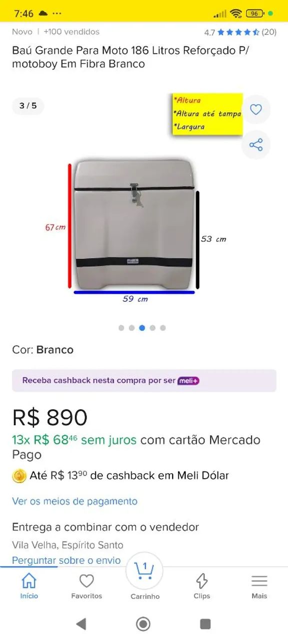 Baú moto grande, gigante  - Foto 5