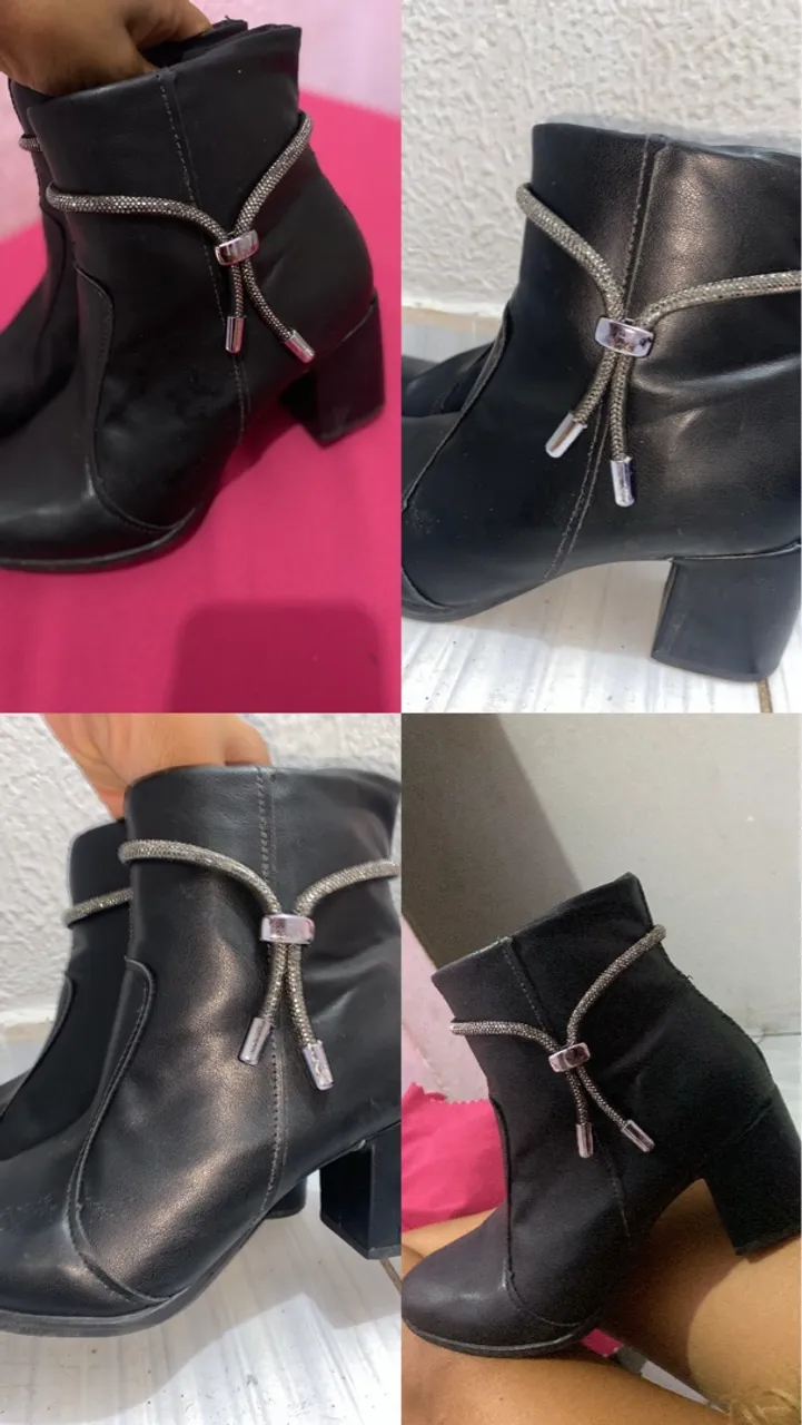 Bota Feminina Preta com Detalhes