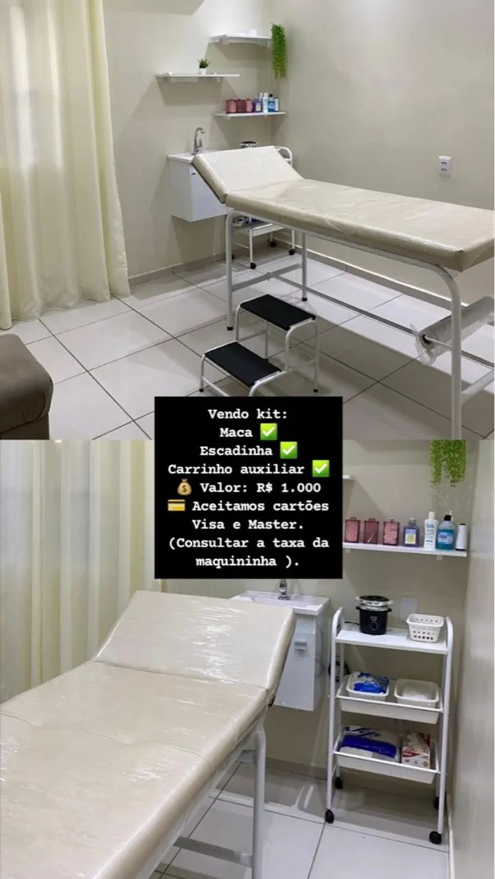 Maca, escadinha e carrinho auxiliar