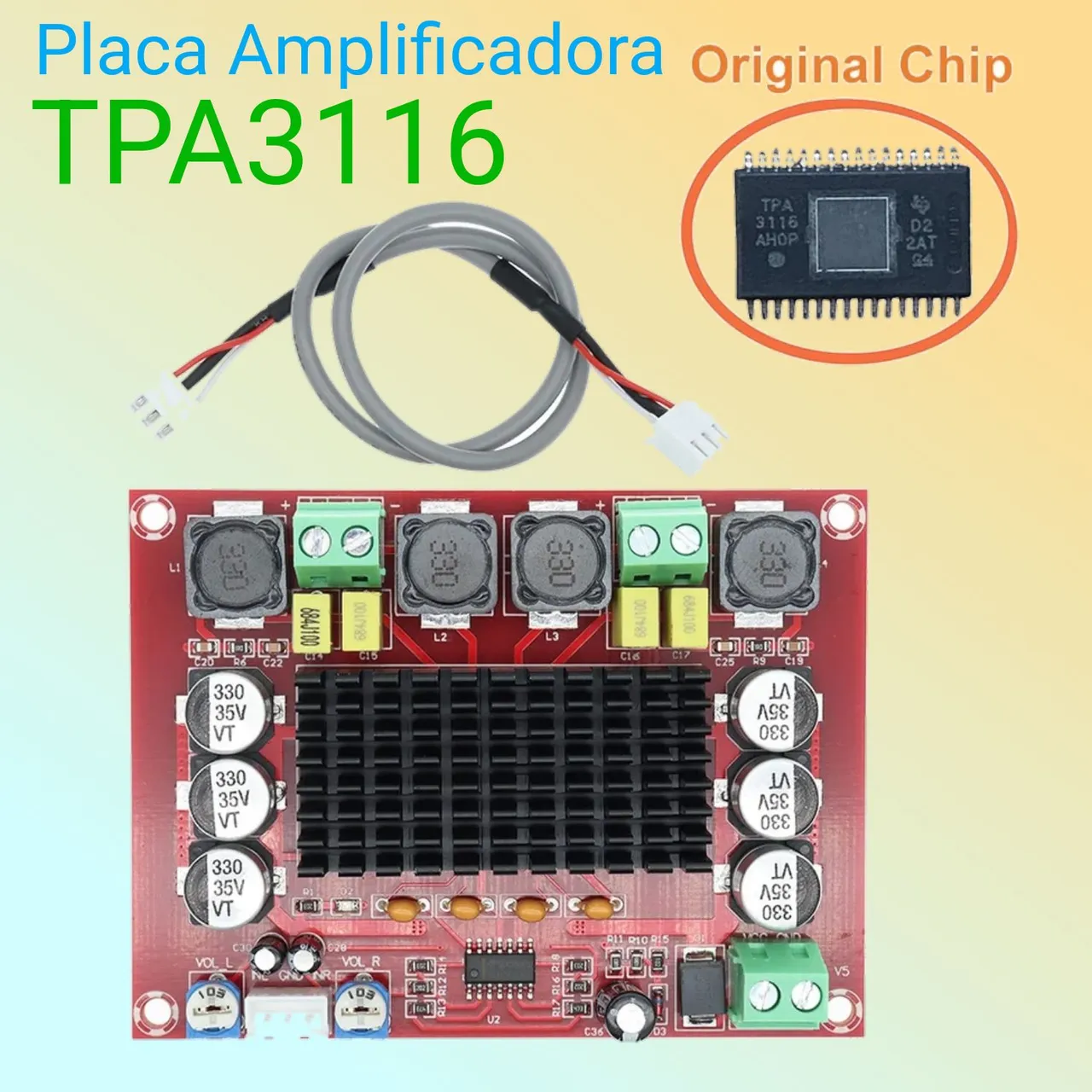 Placa Amplificadora TPA3116 240W (120+120) *Entrego Aceito Cartão