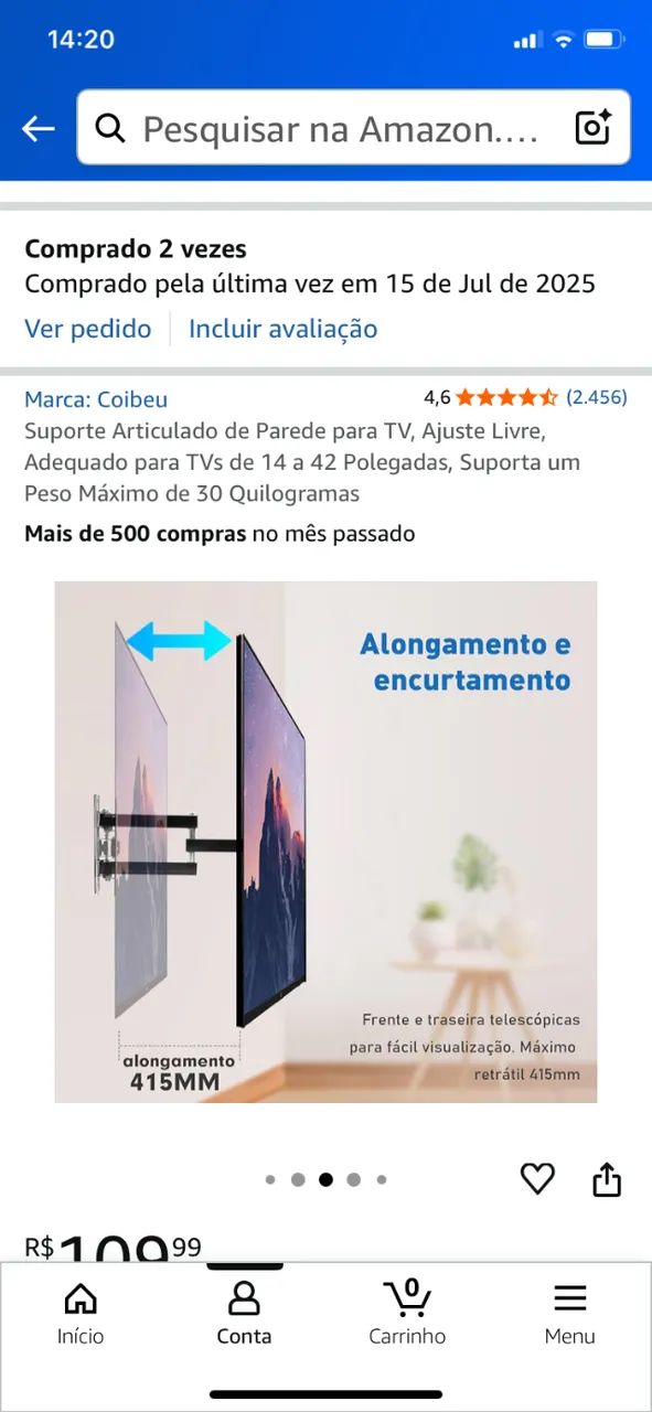 Suporte Articulado de Parede da marca Coibeu, Compatível com TVs/monitores de 14" a 42" - Foto 4